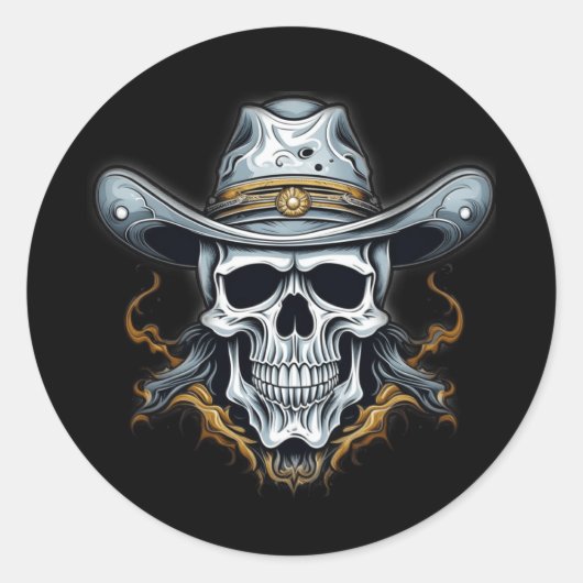 Het cowboyskelet ronde sticker (Voorkant)