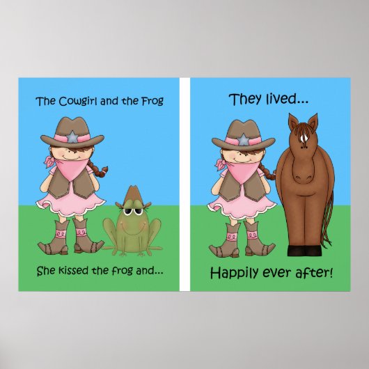 Het Cowgirl en het kikker Poster Brunet (Voorkant)