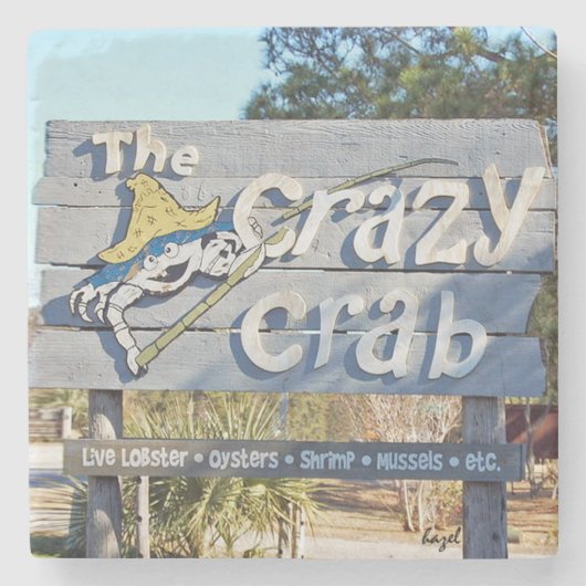 Het Crazy Crab, Hilton Head Island Marmer Onderzet Stenen Onderzetter (Voorkant)