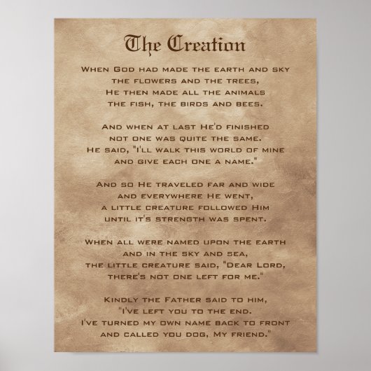 Het Creation Dog Poem Poster (Voorkant)
