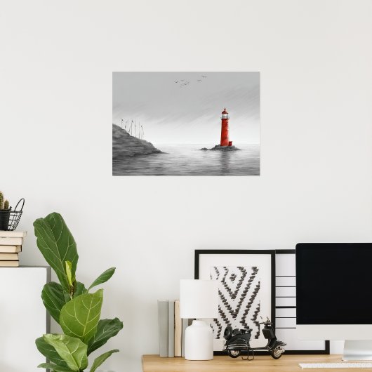 Het Crimson Beacon Art Poster (Thuiskantoor)