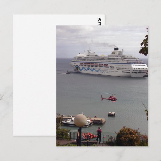 Het cruiseschip AIDAblu in de haven van Funchal,  Briefkaart (Voorkant / Achterkant)