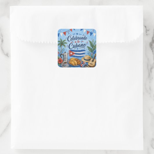 Het Cubaanse vieren Vierkante Sticker (Tas)