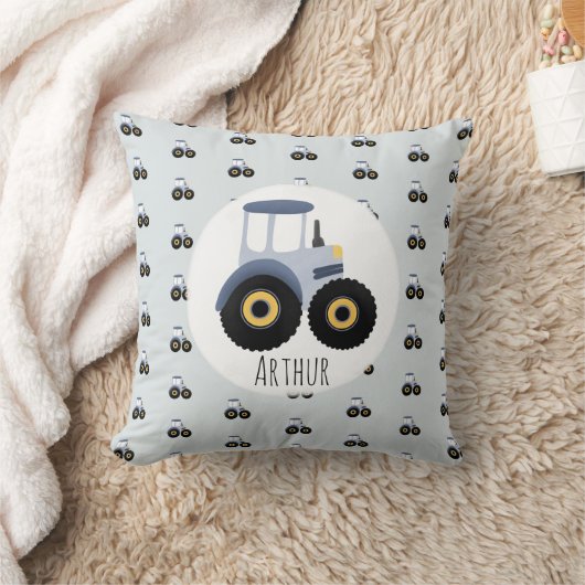 Het Cute Blue Boerderij Tractor Pattern & Name Kin Kussen (Deken)