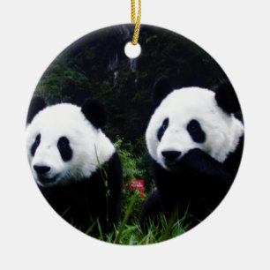 Het Cute Panda Couple Keramisch Ornament
