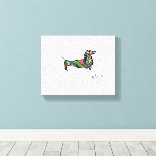 Het Dachshund Canvas Afdruk (Insitu (Houten vloer))