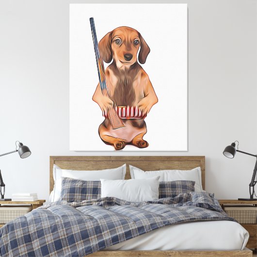 Het Dachshund-leven is beter met een Weiner-Poster Canvas Afdruk (Insitu (Slaapkamer))