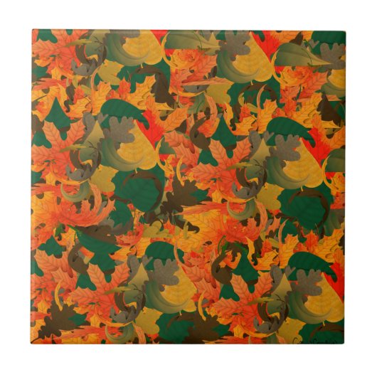 Het dalende Patroon van Bladeren van het herfst Tegeltje (Voorkant)