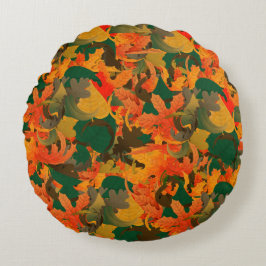 Het dalende Patroon van Bladeren voor het Autumn S Rond Kussen