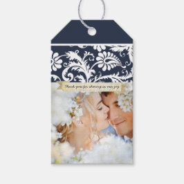 Het  Damaspatroon van de Foto Rustic Cadeaulabel