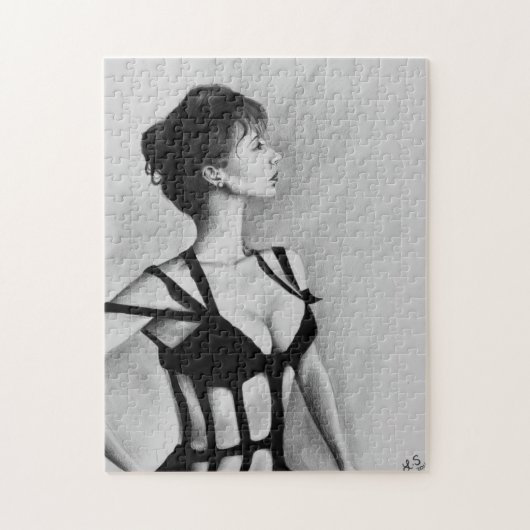 Het Dame Originele Kunst Portret Teken Puzzel (Verticaal)