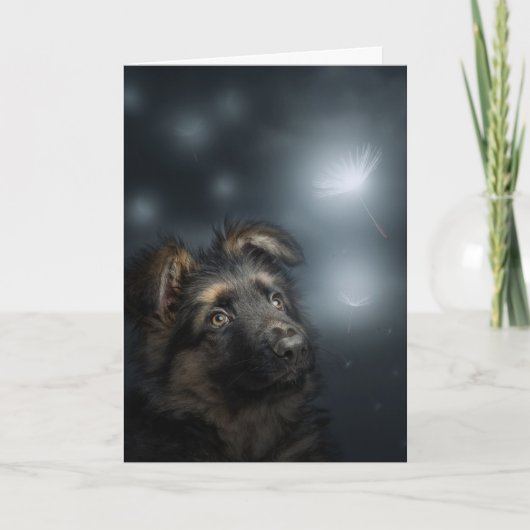 Het dandelion German herder Folded Wenskaart Kaart (Voorkant)