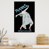Het dansen, geeft tekst, BEDANKT, Poster uit (Keuken)