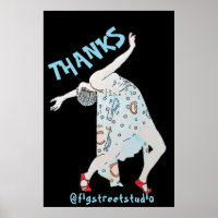 Het dansen, geeft tekst, BEDANKT, Poster uit