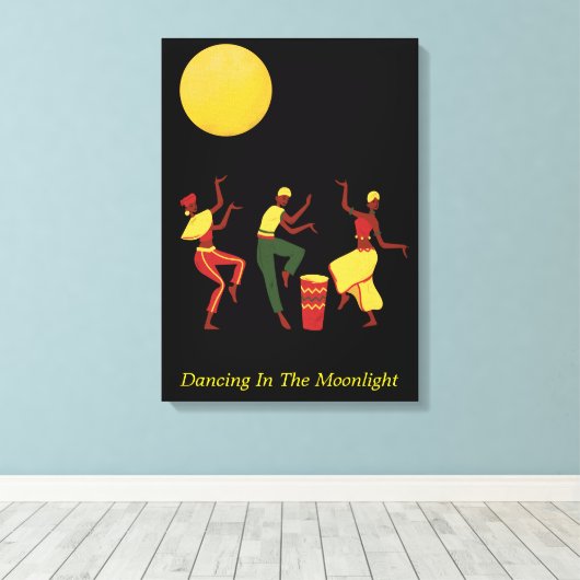 Het dansen in het Moonlight - editable teksten Canvas Afdruk (Insitu (Houten vloer))
