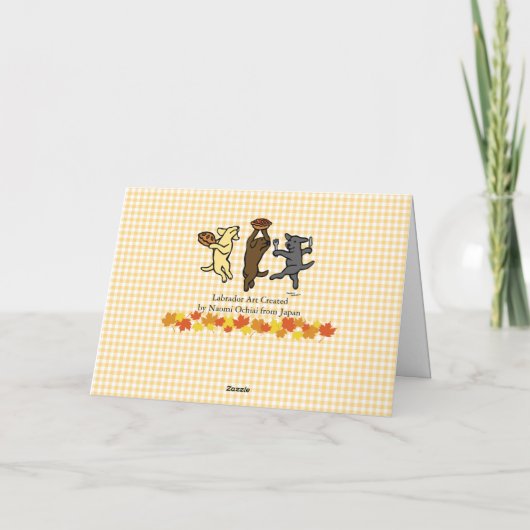 Het dansen Labrador de Thanksgiving van het Trio Feestdagen Kaart (Achterkant)