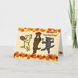 Het dansen Labrador de Thanksgiving van het Trio Feestdagen Kaart