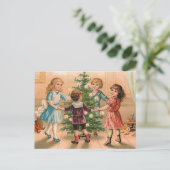 Het dansen rond de kerstboom feestdagenkaart (Staand voorkant)