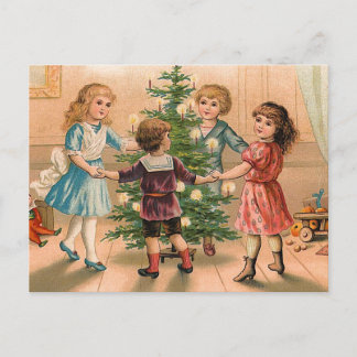 Het dansen rond de kerstboom feestdagenkaart