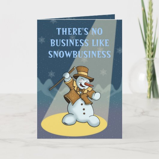 het dansen sneeuwmanvakantie greetingcard feestdagen kaart (Voorkant)