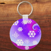 Het dansen Snowflakes op een Paarse Achtergrond va Sleutelhanger (Voorkant)