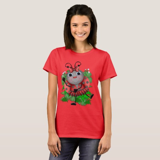 Het dansen van Ladybug cartoon t-shirt (Voorkant volledig)