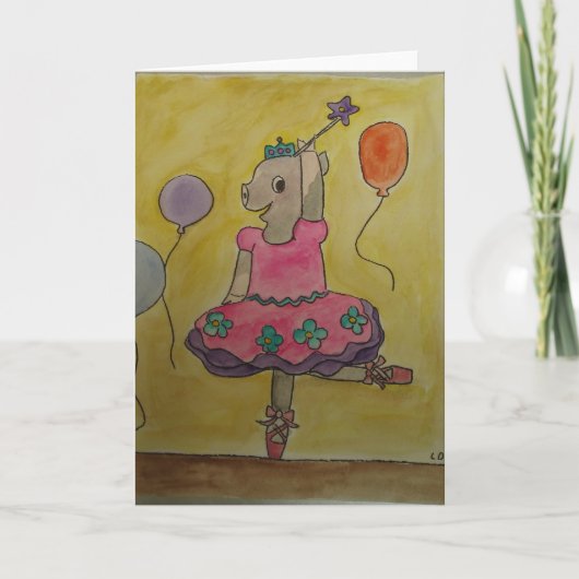 Het dansen Varken Greetingcard Kaart (Voorkant)