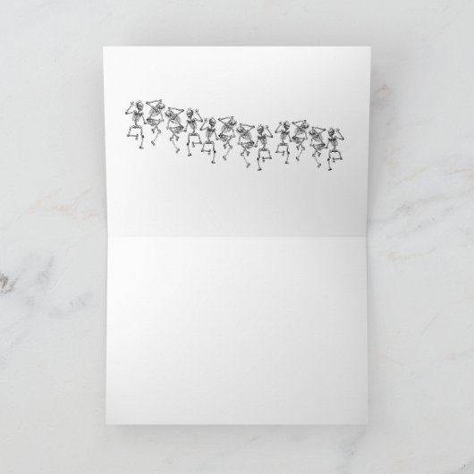 Het dansen Verjaardag van het Bot van Skeletten Kaart (Binnen)