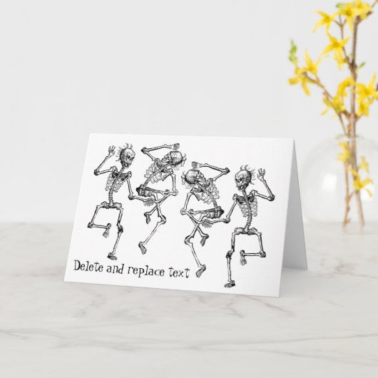 Het dansen Verjaardag van het Bot van Skeletten Kaart (Gele Bloem)