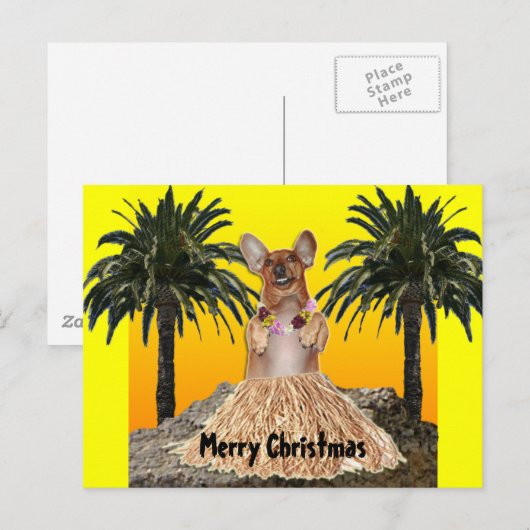 Het dansende Briefkaart van Kerstmis van de Tekkel (Voorkant / Achterkant)