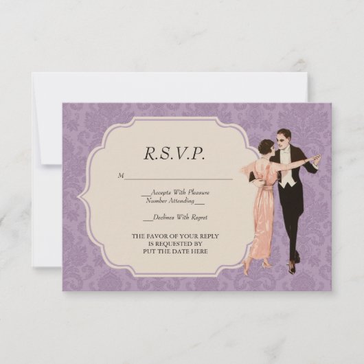 Het  Dansende Couple R.S.V.P. van 1920 Kaart (Voorkant)