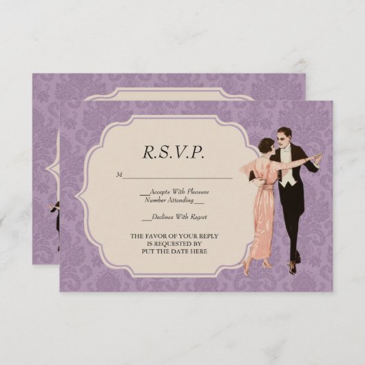 Het  Dansende Couple R.S.V.P. van 1920 Kaart (Voorkant / Achterkant)