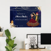 Het dansende paar Mehndi en Sangeet welkomstbord Poster (Thuiskantoor)