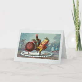 Het "dansende Voedsel van Kerstmis!" Vintage Kaart