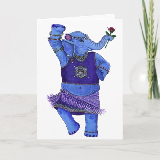 Het dansende Wenskaart van de Olifant Kaart (Voorkant)