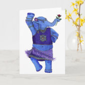 Het dansende Wenskaart van de Olifant Kaart (Gele Bloem)