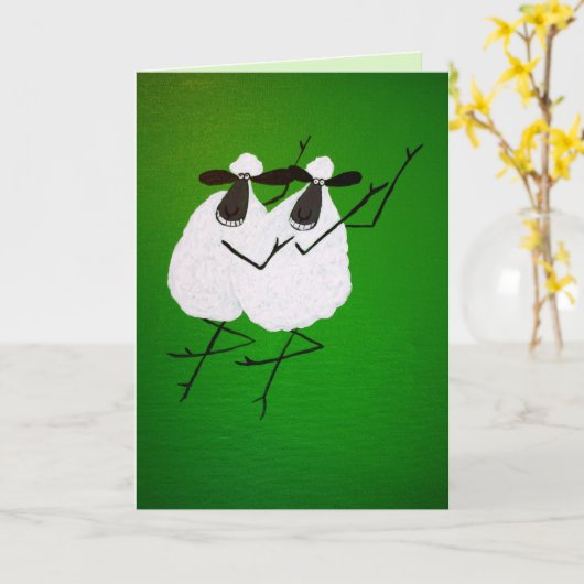 Het dansende Wenskaart van Schapen Kaart (Gele Bloem)