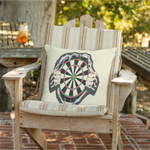 Het dartboard op je borst Darts Fever Buitenkussen