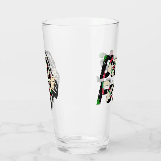 Het dartboard op je borst Darts Fever Glas (Links)
