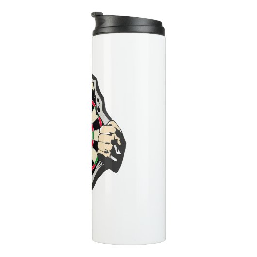 Het dartboard op je borst Darts Fever Thermosbeker (Geroteerd rechts)