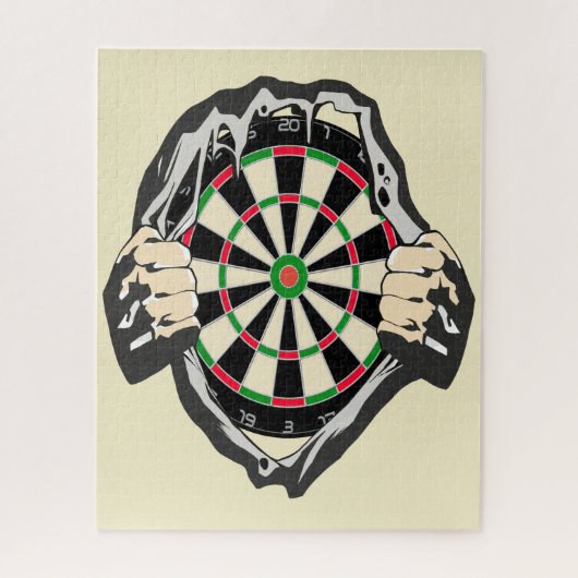 Het dartboard op je borst. legpuzzel (Verticaal)