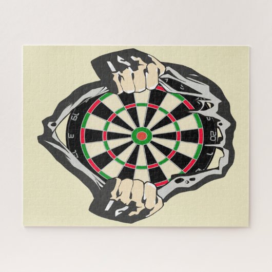 Het dartboard op je borst. legpuzzel (Horizontaal)