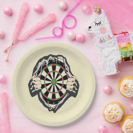 Het dartboard op je borst. papieren bordje (Feest)