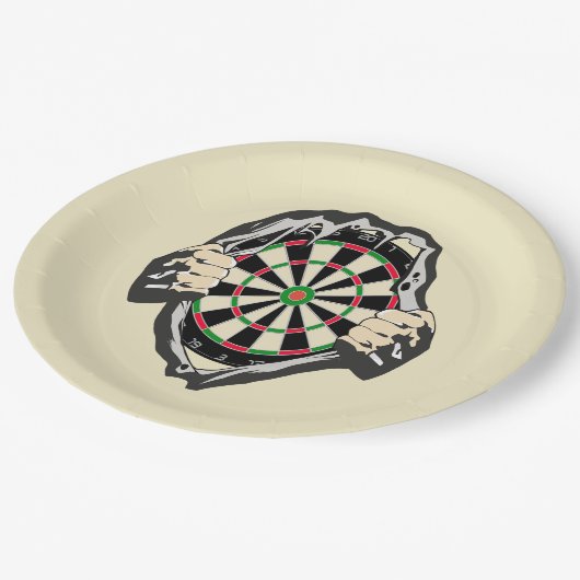 Het dartboard op je borst. papieren bordje