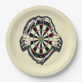 Het dartboard op je borst. papieren bordje (Voorkant)