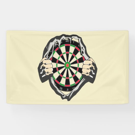 Het dartboard op je borst. spandoek (Horizontaal)