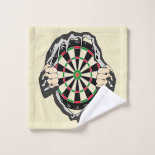 Het dartboard op je borst. washandje