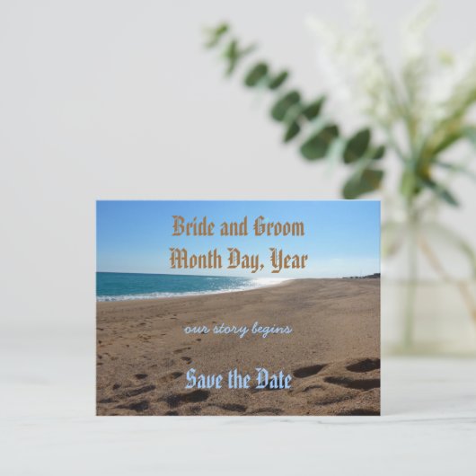 Het Date Beach Theme Briefkaart opslaan (Staand voorkant)