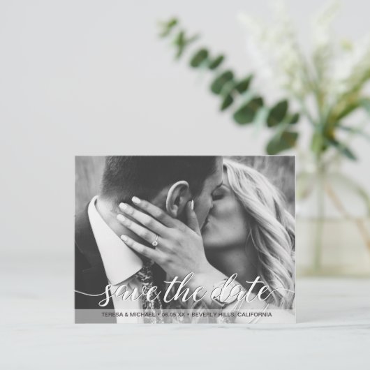 Het datumscript opslaan | Fotografie van Verloving Briefkaart (Staand voorkant)