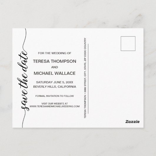 Het datumscript opslaan | Fotografie van Verloving Briefkaart (Achterkant)